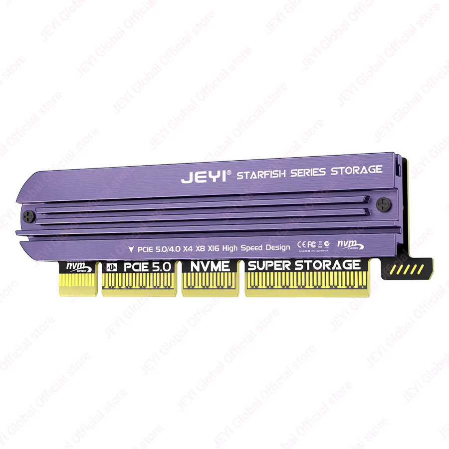 JEYI M.2 NVMe zu PCIe 5.0 Erweiterungskarte, 128 Gbit/s, abwärtskompatibel mit PCIe 4.0/3.0, lila - Bild 1