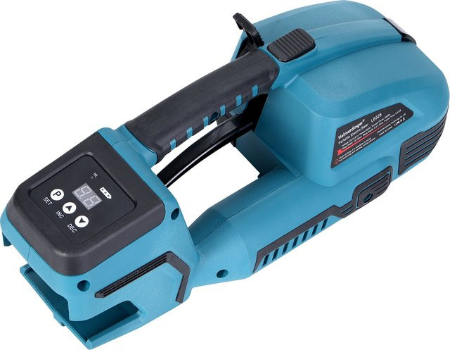Heimerdinger 18V Umreifungsmaschine mit Digitalanzeige und Ein-Knopf-Schweißfunktion für 13-16mm PET/PP in Blau - Bild 1