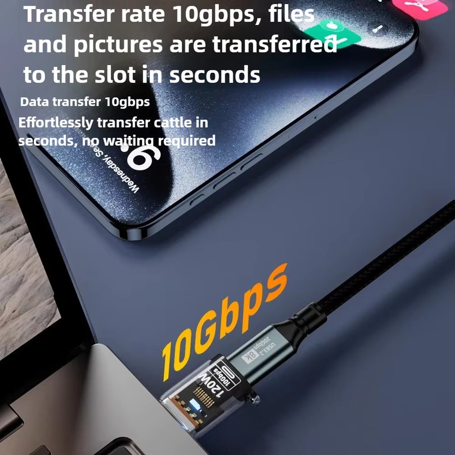 USB-C-Adapter mit USB 3.2 OTG, 120W Schnellladefunktion und 10GB Hochgeschwindigkeits-Daten- sowie Audioübertragung, transparent - Bild 3
