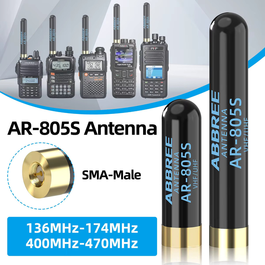 ABBREE AR-805S Hochleistungs-Dualband-Antenne mit SMA-Stecker in Schwarz für YAESU Vertex VX-3R VX-6R 7R und Baofeng UV-3R Amateurfunk - Bild 4