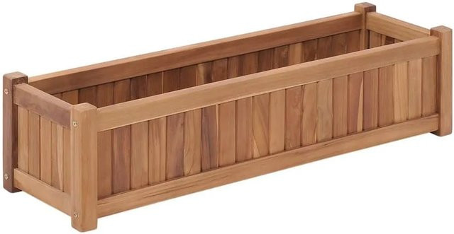 vidaXL Hochbeet aus Massivholz Teak in Braun, B/T/H: 100 x 30 x 25 cm - Bild 1