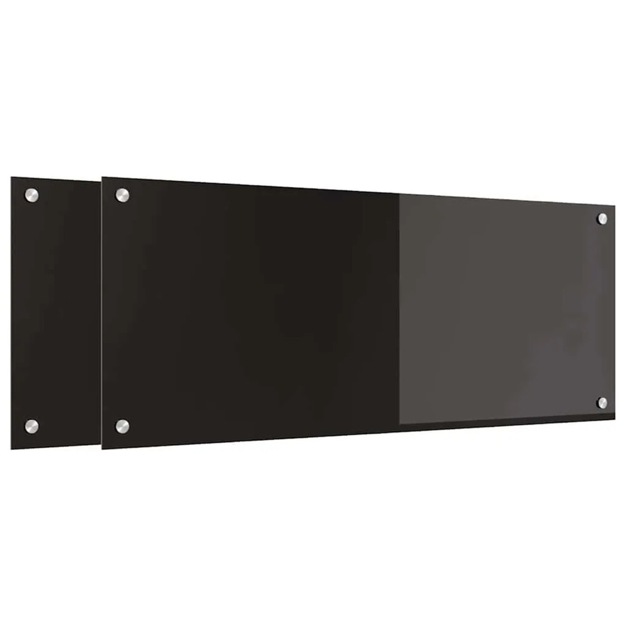 vidaXL Küchenrückwand aus gehärtetem Glas, 2 Stück, Schwarz, B: 100 cm, H: 40 cm - Bild 2