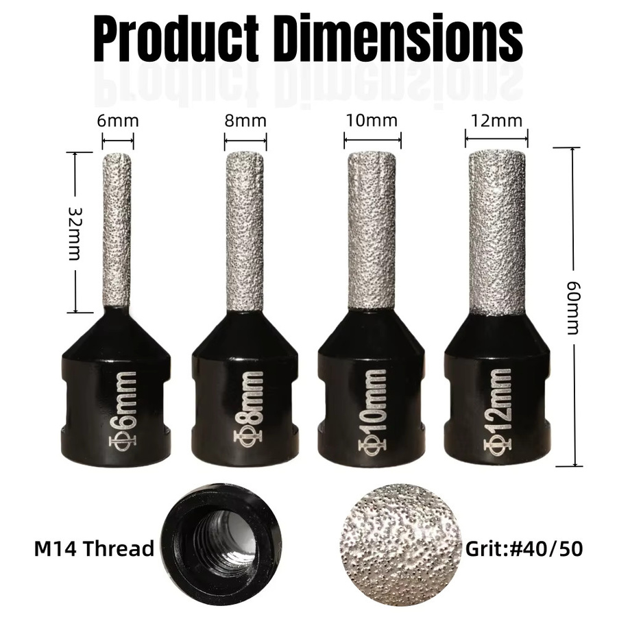 RSMXYO Diamant-Lochsäge Trockenkernbohrer mit M14-Gewinde in Silber für Porzellanfliesen, Granit, Marmor und Keramikfliesen, Durchmesser: 8 mm - Bild 2