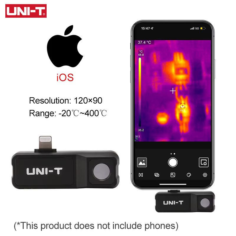 UNI-T Wärmebildkamera UTI120MS für iOS zur Wärmeerkennung von Leiterplatten und Schaltkreisen, Schwarz - Bild 2