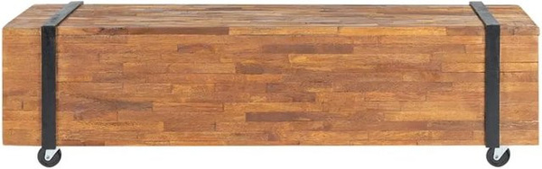 vidaXL TV-Schrank aus Teakholz in Braun im Industrial-Stil, B/T/H: 110 x 30 x 32,5 cm
