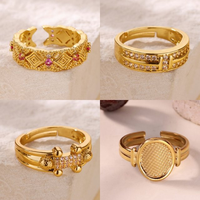 HPTOTMG Edelstahlringe, Gold, Zirkonia, Unisex - Bild 1