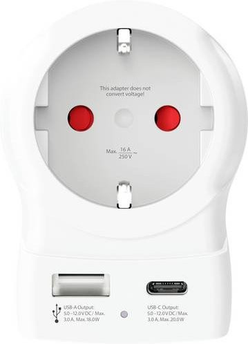 Skross Reiseadapter 1.500283-E in Weiß mit USB-A und USB-C Anschlüssen - Bild 1