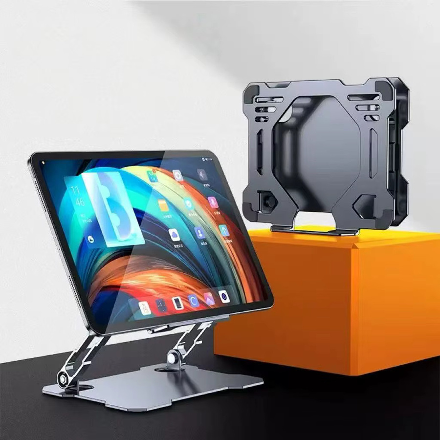 Universeller drehbarer Desktop-Klappständer aus Metall für Tablets und Telefone in Silber - Bild 4