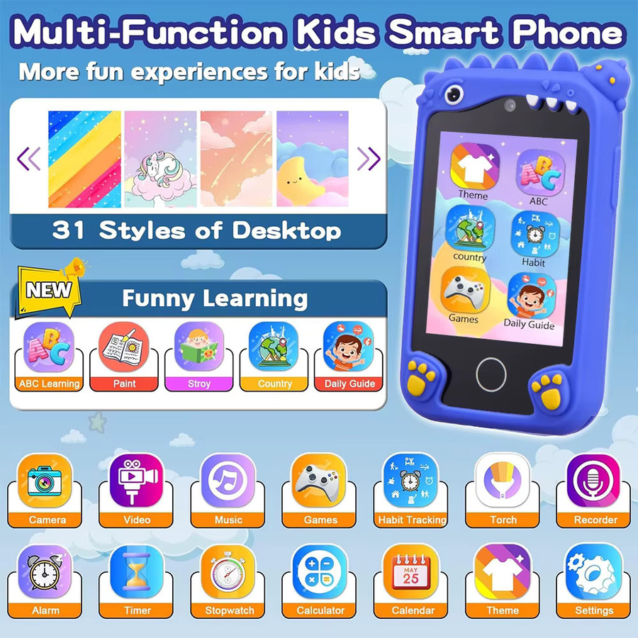 AMORUS Kinder Smartphone Spielzeug, Digitalkamera, Musik Player - Bild 2