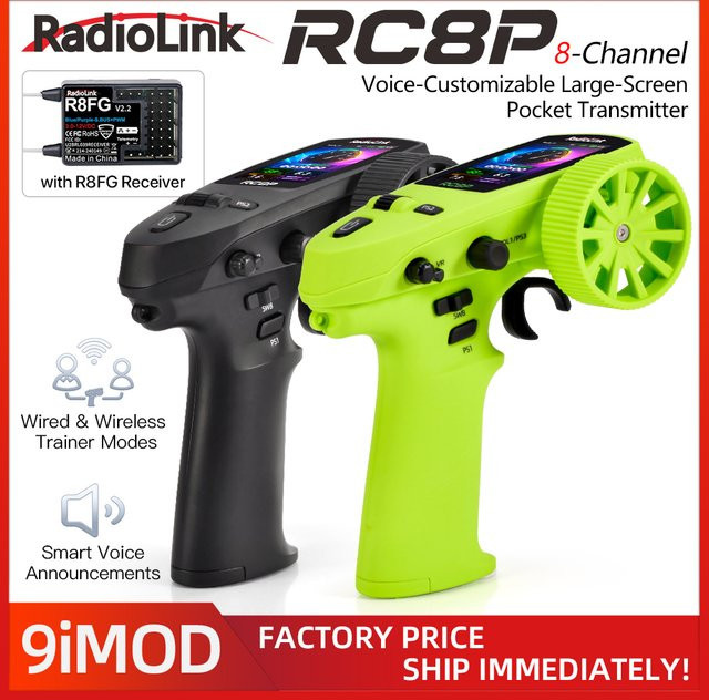 RadioLink RC8P Sender 8-Kanal-Funkfernsteuerung, mit Trainer-Modi und R8FG Empfänger - Bild 1
