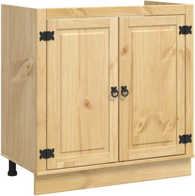 vidaXL Schrank aus massivem Kiefernholz in Honigbraun mit Tür, B/T/H: 80 x 46 x 81,5 cm - Bild 1