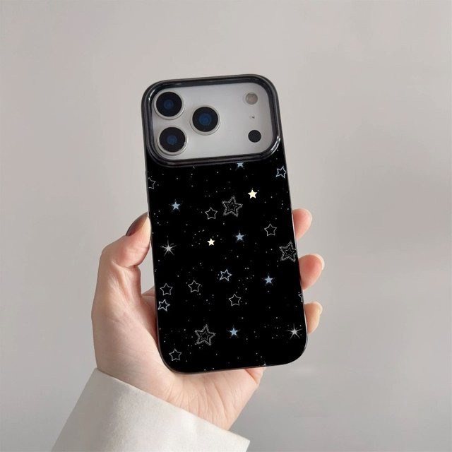 Ins STARS TPU-Anti-Drop-Handyhülle mit Sternen-Print für iPhone 11 bis iPhone 17 Pro Max in Schwarz - Bild 1