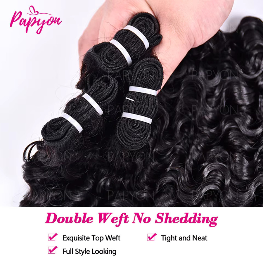 PAPYON Haar Extensions, Burmesische Lockige Haar Bundles, Menschenhaar - Bild 4