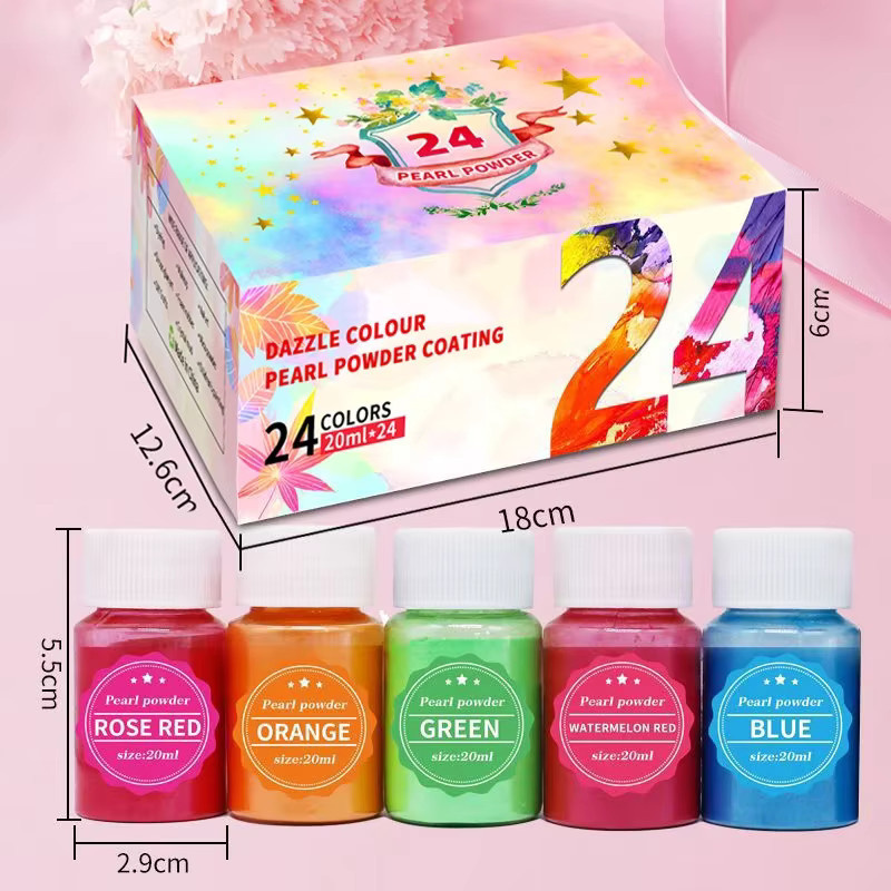 24 Flaschen Epoxidharz-Farbstoff Set mit Glimmerpulver und Pigmenten in Multicolour, 20 ml pro Flasche - Bild 4