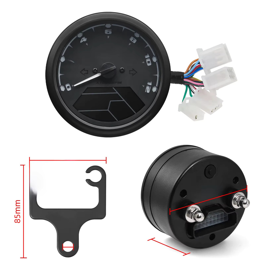 MAIMEIMI Digitaler Motorrad Tachometer mit LCD-Display in Schwarz, 12000 RPM, km/h und mph - Bild 5