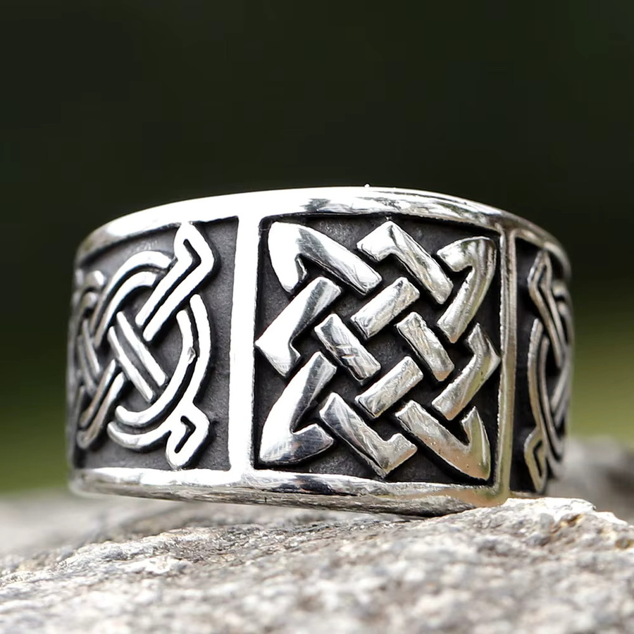 Ring Viking Odin Trinity Keltischer Knoten, Edelstahl, Silber, Herren - Bild 2