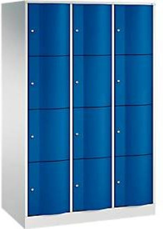 C+P Schließfachschrank Resisto mit 12 Fächern und 3 Abteilen, Stahl, Lichtgrau/Enzianblau, B/T/H: 114,8 x 64,0 x 195,0 cm - Bild 3