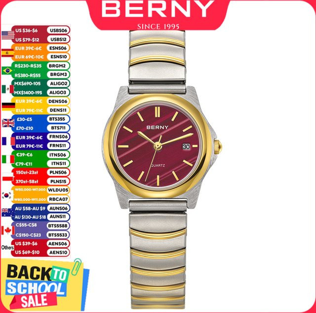 BERNY Armbanduhr Quarz, Edelstahl, Gold, Damen, 3 ATM - Bild 1