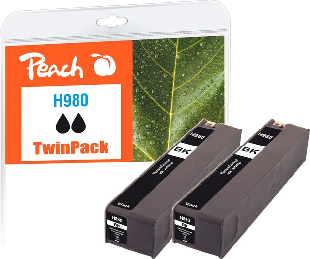 Peach Druckerpatrone HP 980 Black ersetzt HP No. 980 bk (D8J10A), 2er-Pack, wiederaufbereitet - Bild 1