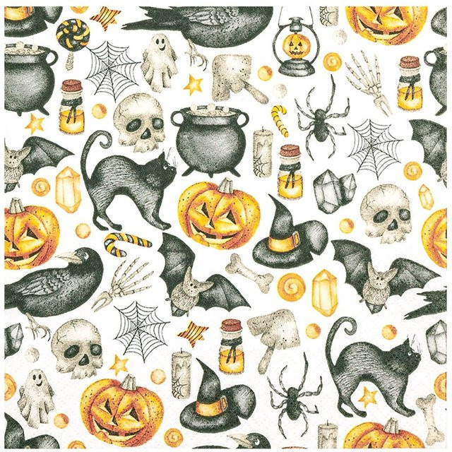 HOME FASHION Serviette Hocus Pocus Halloween Herbst Cartoon Multicolor - Bild 1