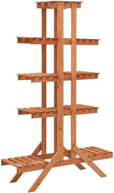 vidaXL Blumenständer aus Massivholz in Tannenholz-Optik, Farbe Braun/Orange, B/T/H: 83 x 25 x 132 cm - Bild 1