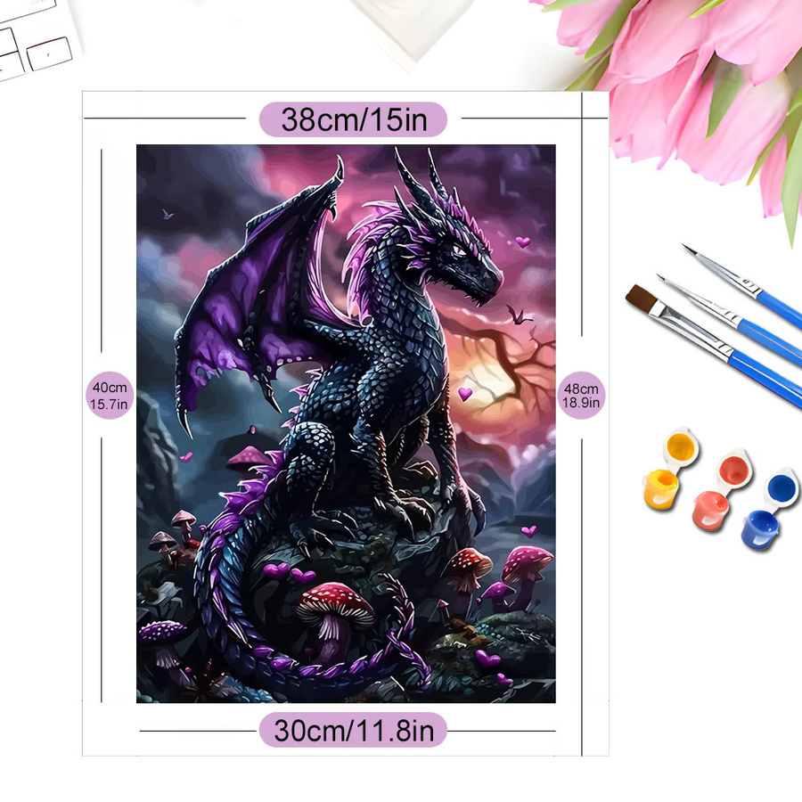 Evershine Malen nach Zahlen Set, Drachen, Leinwand, Bunt / Mehrfarbig - Bild 2