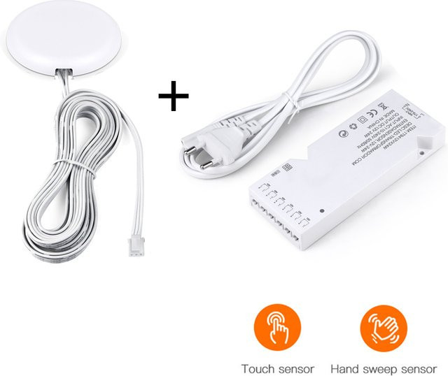 Guillermo Netzteiladapter AC110V-250V auf DC12V mit Touch-Dimmer für LED-Streifen COB 2835 und Dupont-Anschluss in Weiß - Bild 1