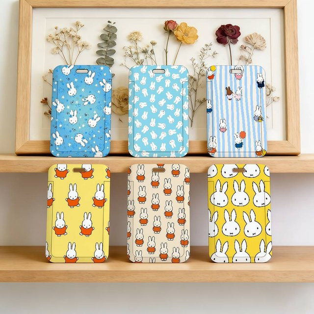 Miffy Cartoon Kaninchen Namensschild-Etui aus Kunststoff mit weichem Halsband für Büro- und Arbeitsausweise - Bild 1