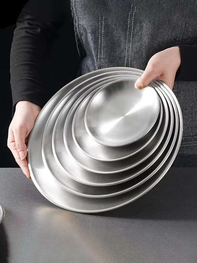 JAOER 4er Set Edelstahl Servierplatten Silber für BBQ, Fleisch, Gemüse und Dessert - Bild 5