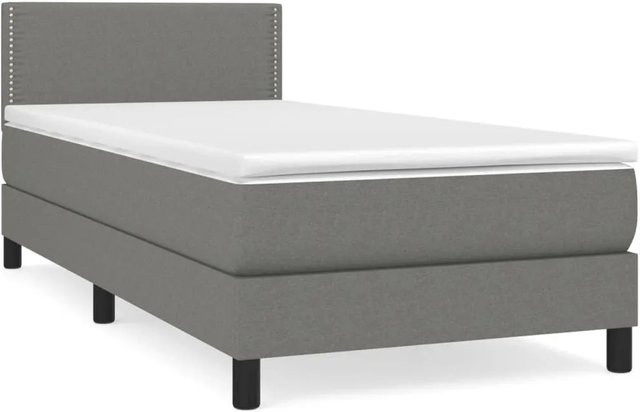 vidaXL Boxspringbett Hybrid mit Matratze Dunkelgrau B/T/H: 90 x 200 cm - Bild 1