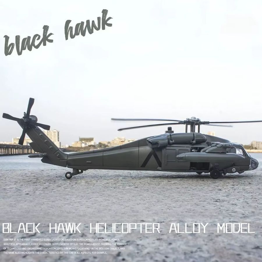 Black Hawk und Apache bewaffnete Hubschrauber-Modelle aus Legierung in Grün als Display-Ornamente - Bild 3