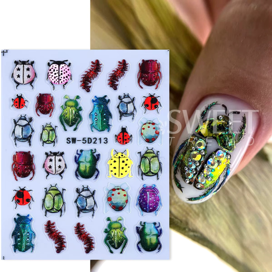 Sweet Trend Nagelaufkleber, 5D Insekten-Design mit Prägung - Bild 3