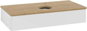 V&B Waschtischunterschrank Antao mit Beleuchtung, Eiche Honig und Weiß Lack, B/T/H: 100 x 50 x 19 cm - Bild 1