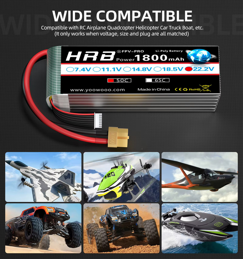 HRB Lipo Batterie, 1/2 Pack, 6S 22,2 V 1800 mah 50C - Bild 5