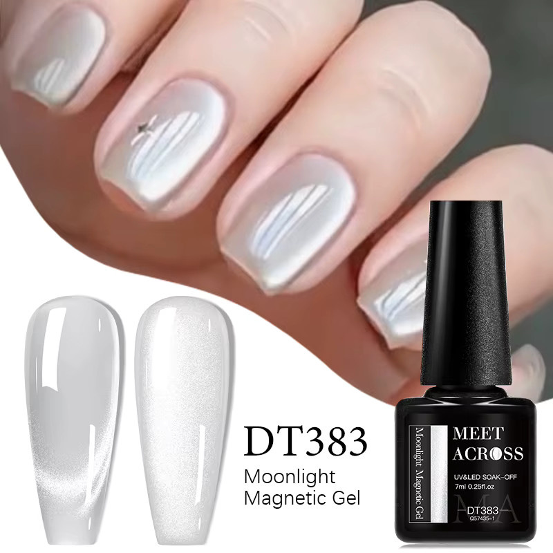 MEET ACROSS Moonlight Magnetgel Nagellack-Set, Nude Pink, Schimmernd - Bild 1