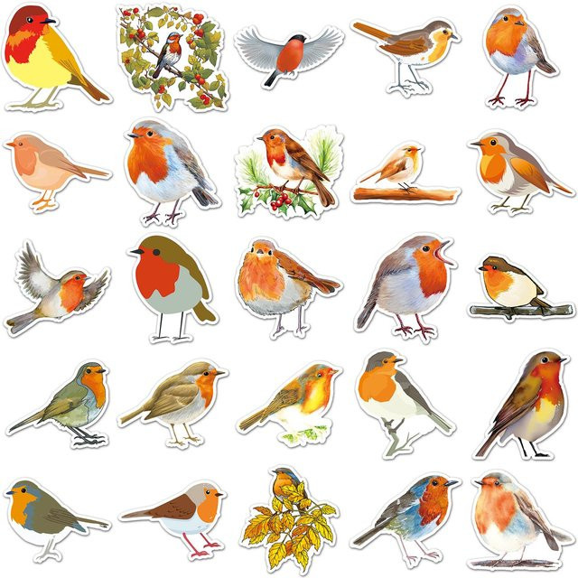 1050 Stück Binchi Cartoon-Tier Rotkehlchen Vogel Aufkleber in Multicolour für Wasserbecher, Gitarre und Notizbücher - Bild 1