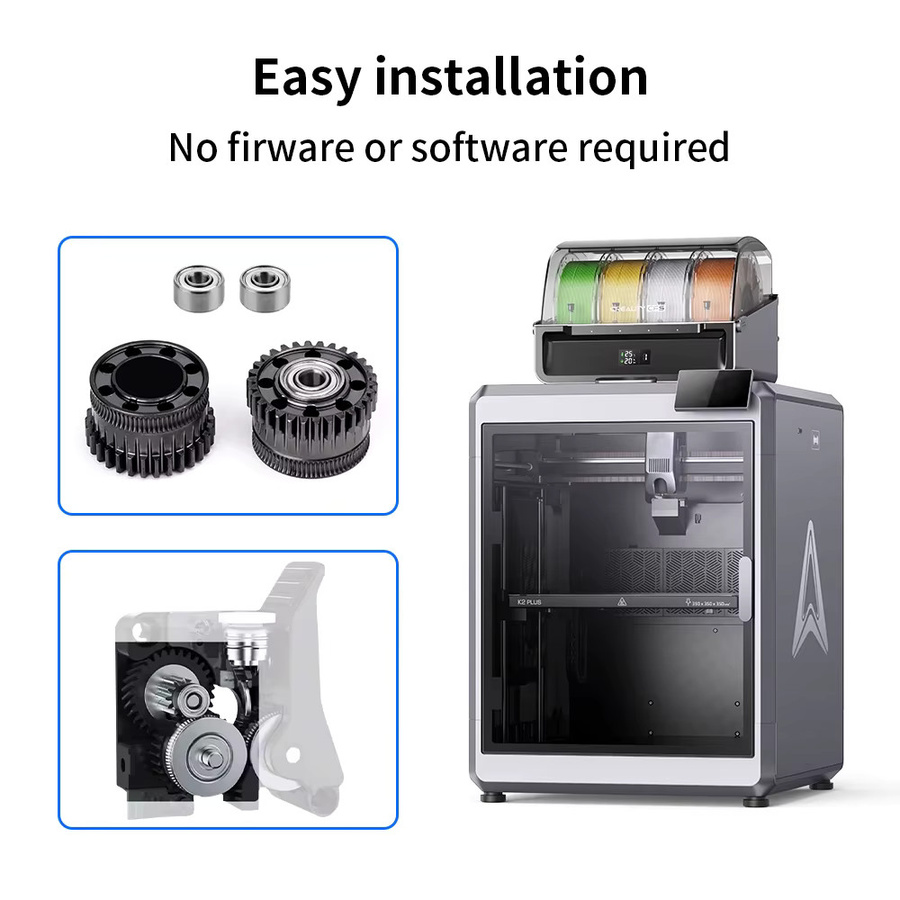 Creality K2 Plus Vollmetall-Filamentantriebszahnrad mit vernickelter DLC-Beschichtung in Schwarz - Bild 4