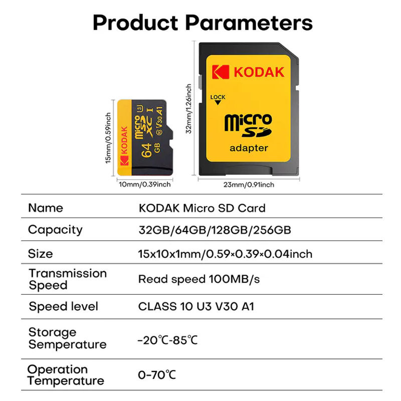 Kodak Black Edition Dark Gaming Micro SD-Karte U3 A1 V30 4K Hochgeschwindigkeits-TF-Karte für Spielkonsole Kamera Handy und Drohne - Bild 4