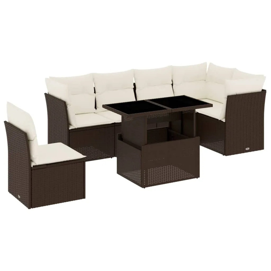 vidaXL 7-tlg Garten-Sofagarnitur aus braunem Poly-Rattan mit Kissen Modell 12 - Bild 2