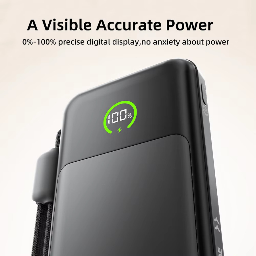 MOVESPEED Powerbank 10000 mAh mit 22,5 W Schnellladeleistung und Typ-C-Kabel, Schwarz - Bild 4