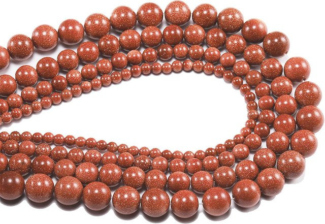 Sandsteinperlen, goldene Sandstein Runde, 15" Strang, Unisex - Bild 1
