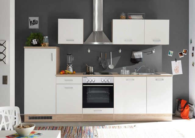 Respekta Küchenblock Economy in Weiß matt mit Türen und Schubladen B/H/T: 280 x 200 x 60 cm - Bild 1