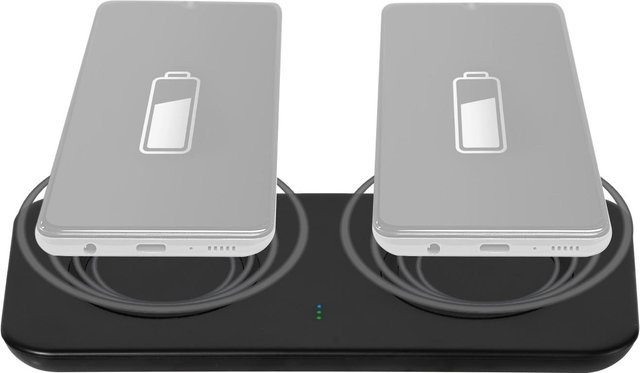 Vivanco Dual Wireless Fast Charger Induktives QI Ladepad Schwarz mit USB Type-C und 2x 10W - Bild 1