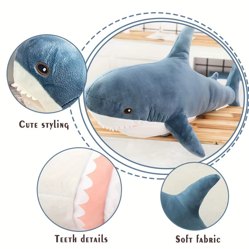 Molutian Hai Plüsch Spielzeug, Tier Kissen, Blau - Bild 4