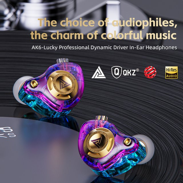 QKZ AK6 Lucky In-Ear-Kopfhörer in Schwarz mit dynamischem Treiber und abnehmbarem Kabel für HiFi-Audio - Bild 1