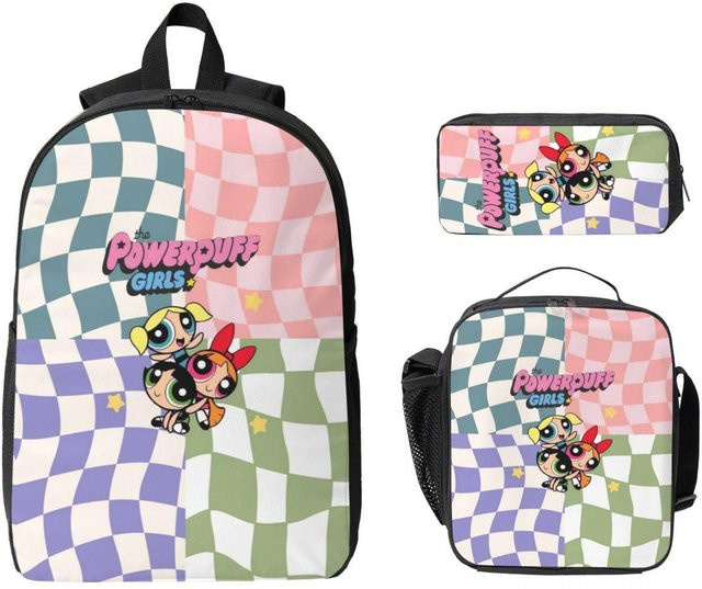 Fancy Style Studio Powerpuff Kinderrucksack Set mit Brotdose und Federmäppchen in Mehrfarbig - Bild 1