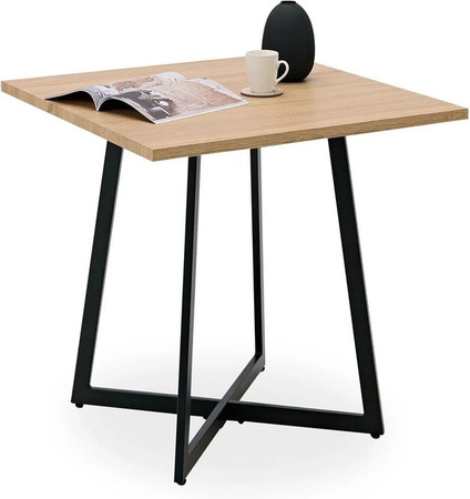 Homestyle4u Esstisch im Industrial-Design mit MDF-Holzmaserung und Metallgestell, B/T/H: 80 x 80 x 76 cm, Schwarz-Braun