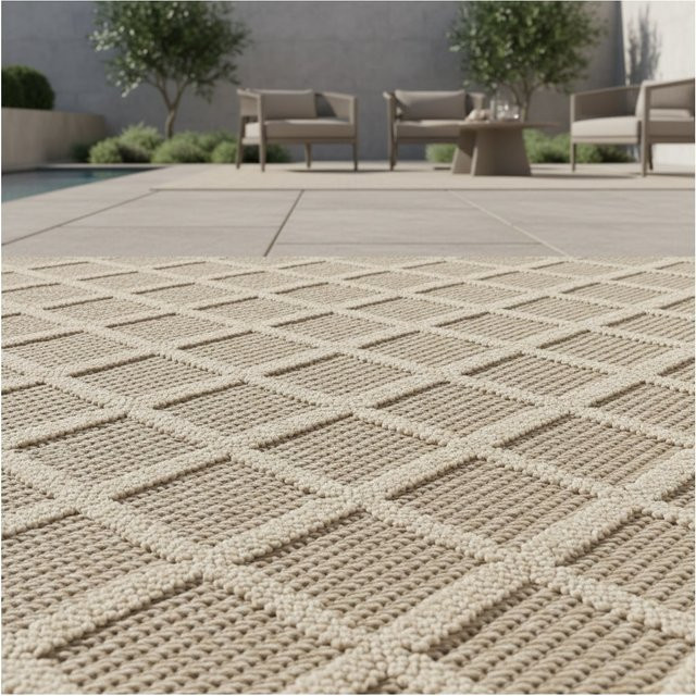 Outdoorteppich Kadima Design mit Rautenmuster in Beige, B/T: 80 x 150 cm - Bild 1
