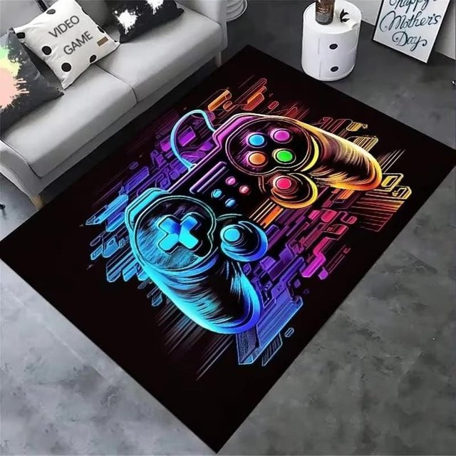 Lodestar Gaming Teppich mit Controller-Design, rutschfest und maschinenwaschbar, B/T: 90 x 60 cm, Mehrfarbig - Bild 1
