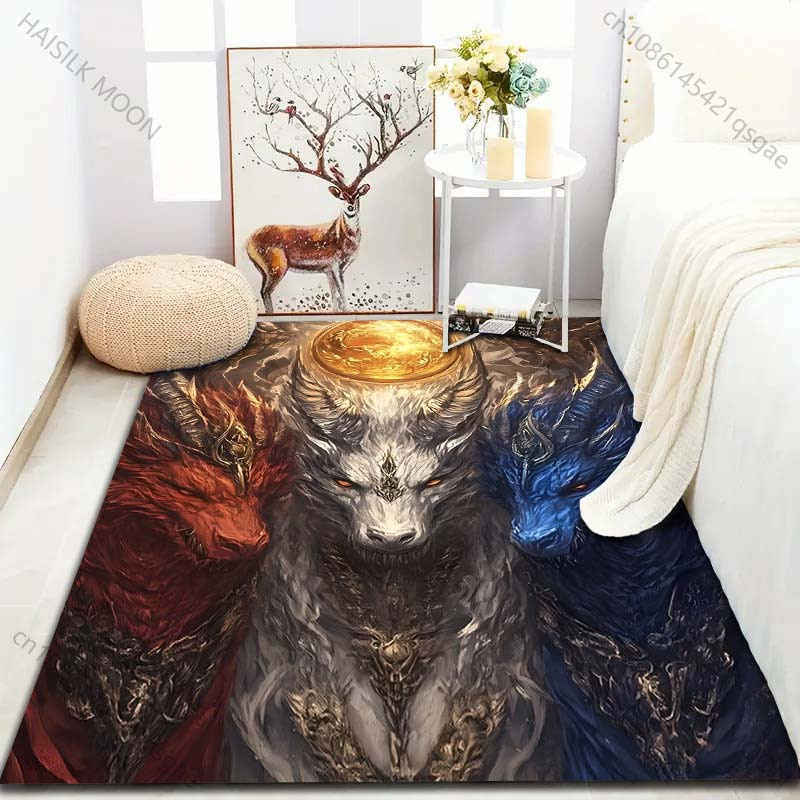 UQIDEHOME Drachen Druck Teppich mit Plaid-Muster in Multicolour, Rechteck, Breite: 40 cm, Tiefe: 60 cm - Bild 4